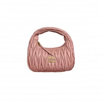MIU MIU WANDER MATELASSÉ NAPPA LEATHER HOBO BAG 5BC125 (20*17*6cm)